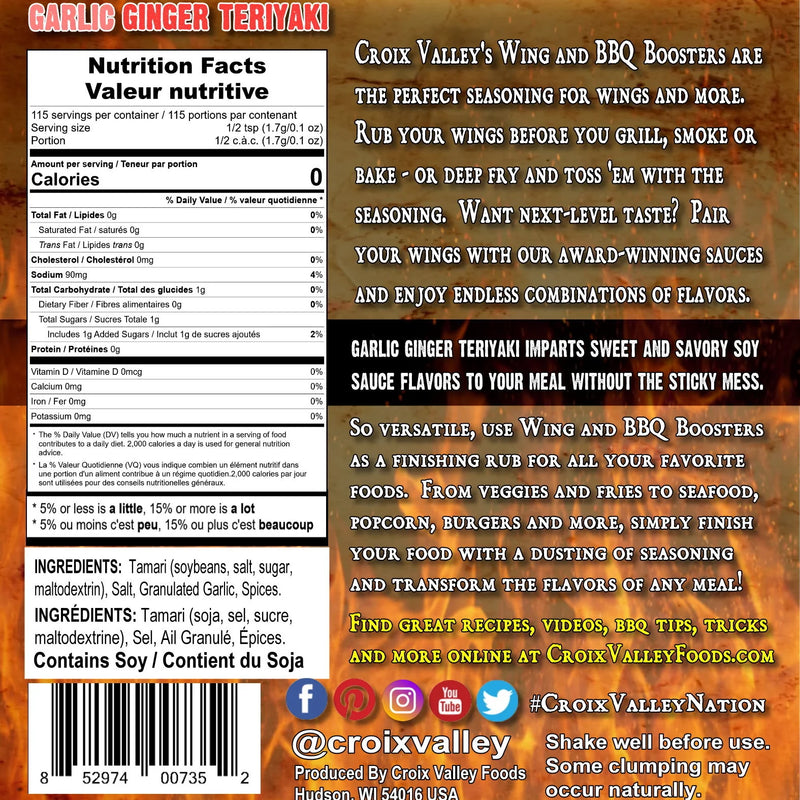 Croix Valley - Ailes et BBQ Booster Teriyaki Ail Gingembre