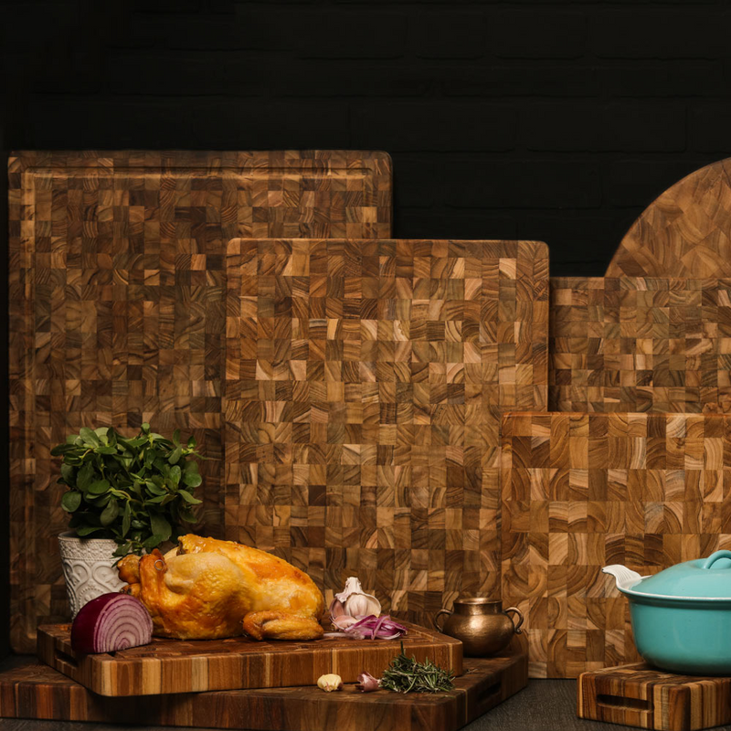 Teak Haus - Bloc De Boucher En Teck Avec Rainure Pour Jus (16x 12 x 1.5 po)