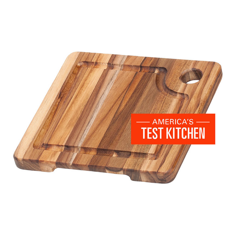 Teak Haus - Planche De Bar Carré Marine Av Rainure Pour Jus (8 x 8 x 0.75 po)