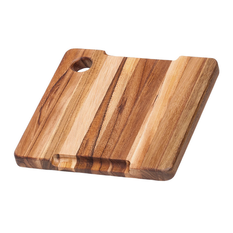 Teak Haus - Planche De Bar Carré Marine Av Rainure Pour Jus (8 x 8 x 0.75 po)