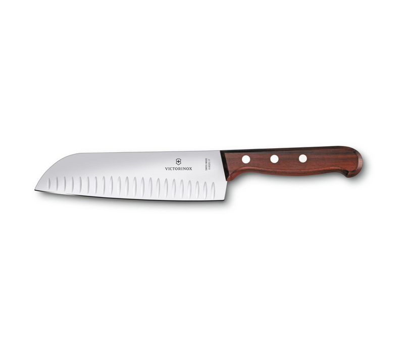 Victorinox - Wood Santoku Knife 7" Fluted Edge
