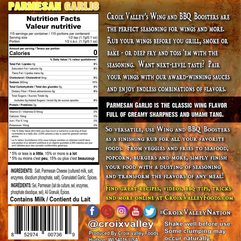 Croix Valley - Ailes et BBQ Booster Parmesan à l'Ail