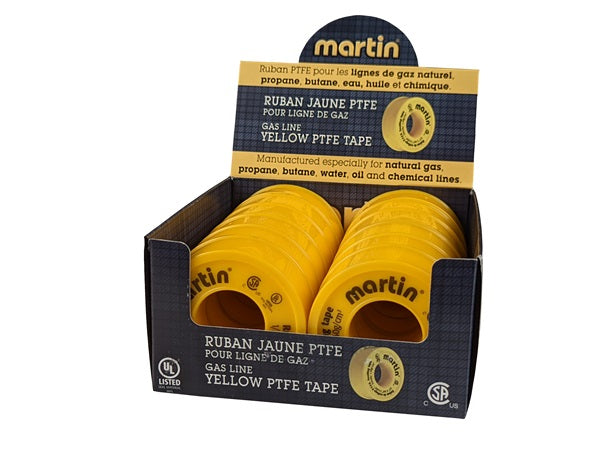 Martin - Ruban PTFE Jaune pour les Filetages de Tuyaux et de Raccords